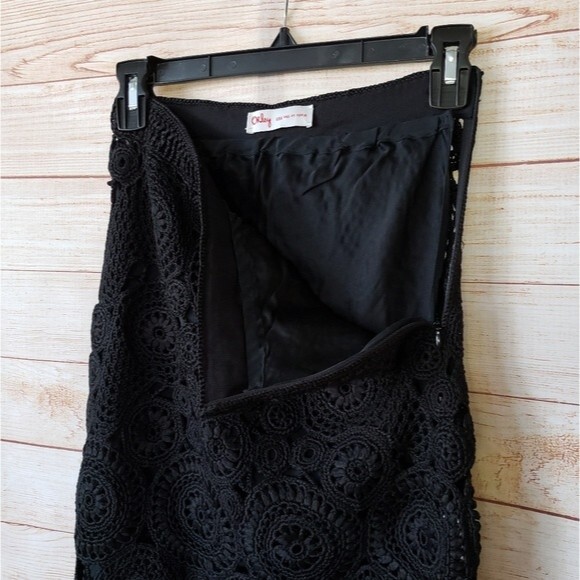 Rare! Orley 100% Silk Crochet Knit Lined A-Line Skirt - Picture 4 of 6